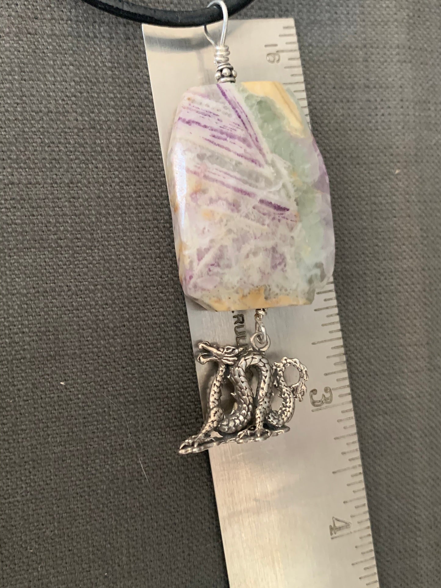 Pendant “Healing Dragon” Large Amethyst focal bead, Sterling Dragon, Gender Neutral jewelry, Reiki charged, Dragon jewelry, Gift idea