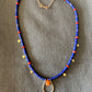 Necklace “Solar Crown” Bronze U link, Afghan Lapis, Carnelian, Bronze Suns, Gender Neutral, Symbol of Royalty, Gift Idea, Reiki charged