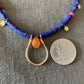 Necklace “Solar Crown” Bronze U link, Afghan Lapis, Carnelian, Bronze Suns, Gender Neutral, Symbol of Royalty, Gift Idea, Reiki charged