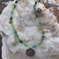 necklace "Wood Nymph" Sterling Nymph coin, Roman Glass, Peridot, Sterling Moon & Star charms, Hill Tribe Silver, Gift Idea, Reiki charged