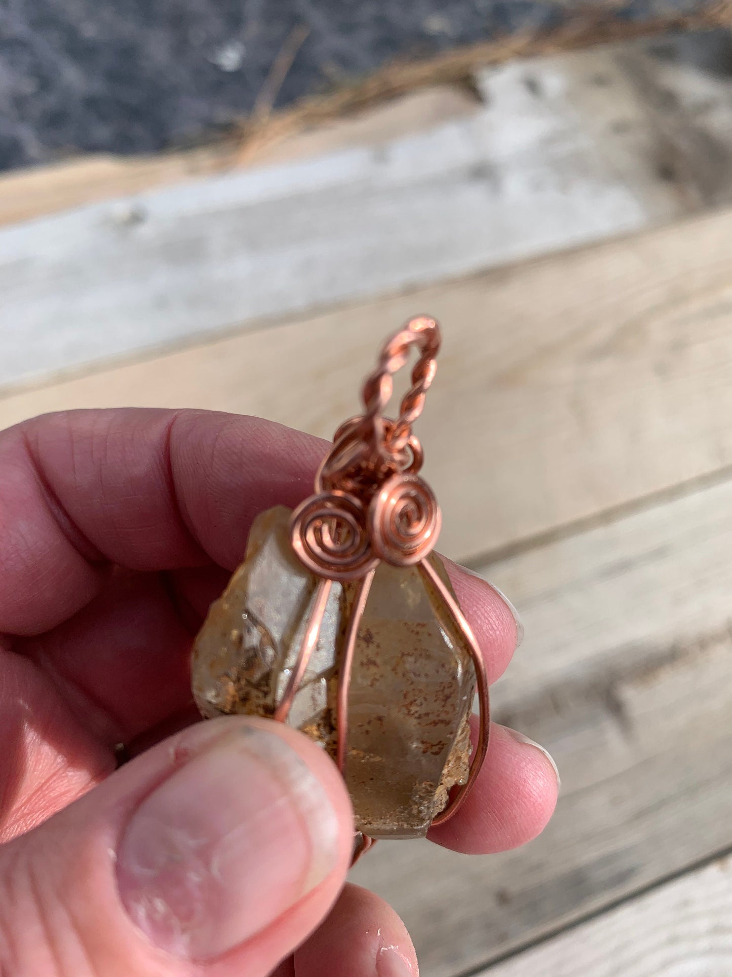 Smoky Quartz cluster pendant, Copper wire, Raw Crystal, Gender Neutral, Root Chakra, Grounding stone, Reiki Charged, Crystal pendant