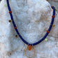 Necklace “Solar Crown” Bronze U link, Afghan Lapis, Carnelian, Bronze Suns, Gender Neutral, Symbol of Royalty, Gift Idea, Reiki charged