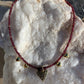 Necklace “Bohemian Heart” Hand cast Bronze Heart, Garnets, Bronze Puffed hearts, Gift idea, Valentines Day, Bridal Jewelry, Reiki charged