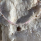 Necklace “Radiant Heart” Sterling & Bronze Flaming Heart, Rose Quartz, Valentines Day Gift, Gender Neutral, Sacred Heart, Reiki charged