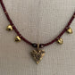 Necklace “Bohemian Heart” Hand cast Bronze Heart, Garnets, Bronze Puffed hearts, Gift idea, Valentines Day, Bridal Jewelry, Reiki charged