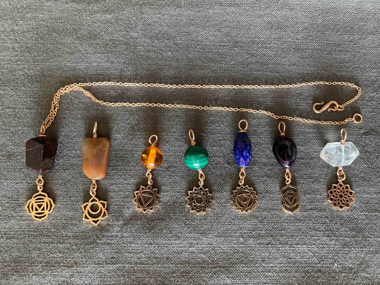 Chakra pendants, Bronze Chakra Charms, Chakra Gemstones, Reiki charged, Chakra Jewelry, Gender Neutral, Gift Idea, Yoga Jewelry, Healing