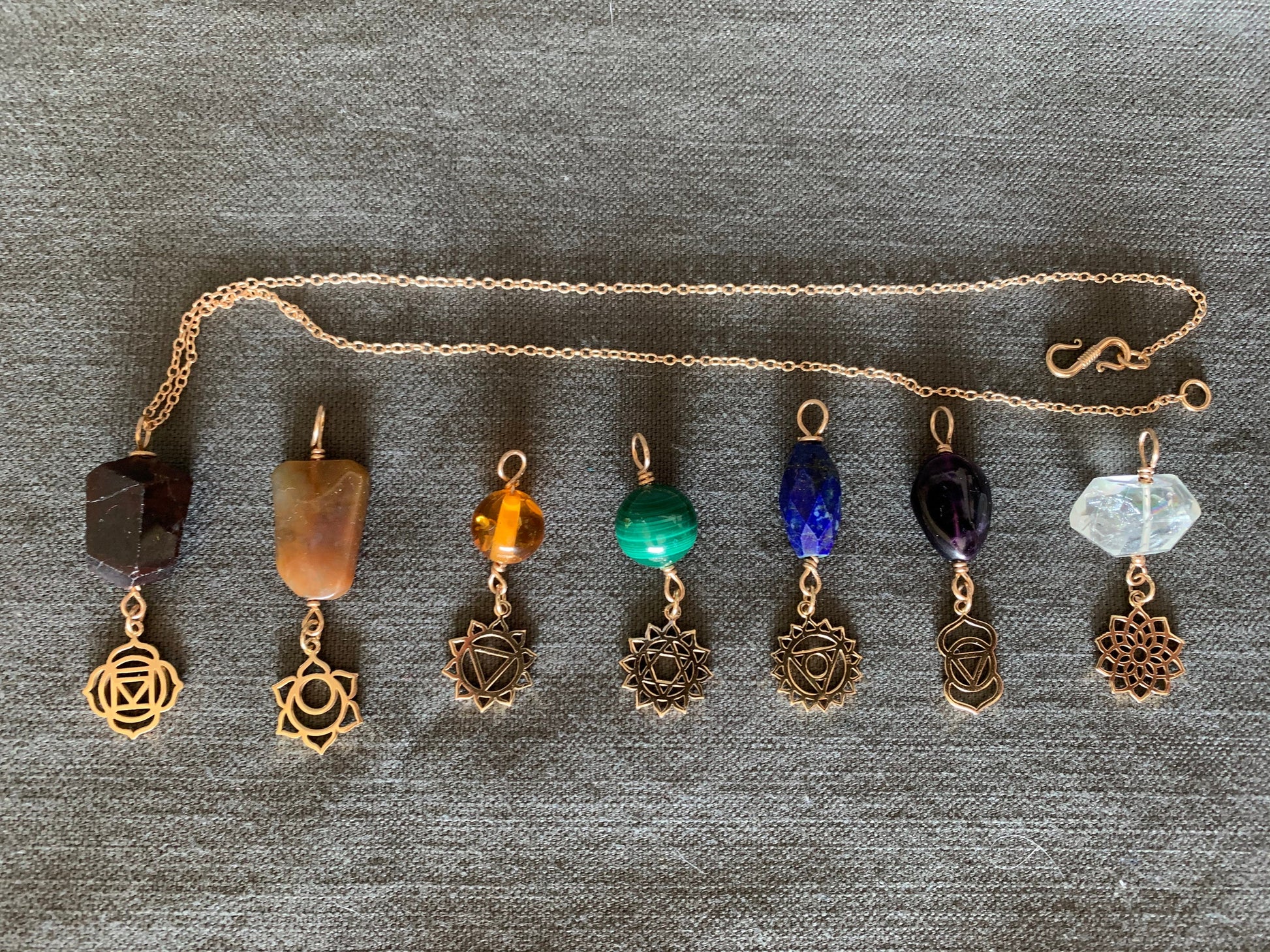 Chakra pendants, Bronze Chakra Charms, Chakra Gemstones, Reiki charged, Chakra Jewelry, Gender Neutral, Gift Idea, Yoga Jewelry, Healing