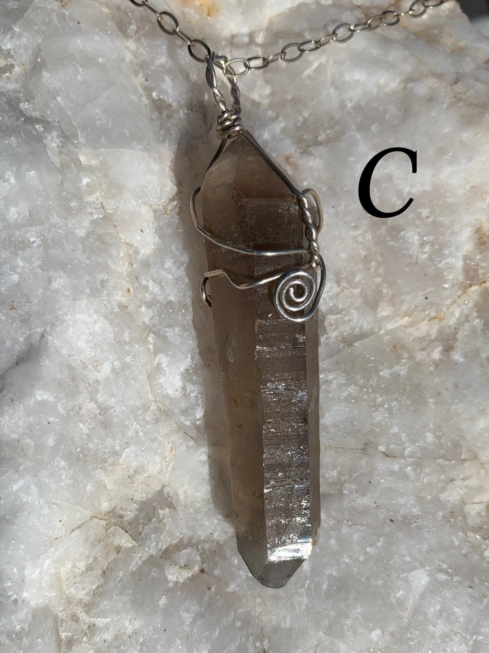 Crystal pendants, Smoky Quartz Crystals, Sterling Silver, Gender Neutral Jewelry, Grounding Crystals, Reiki charged, Gift Idea, Root Chakra