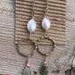 Earrings “Ethereal Drops” Hand Cast Bronze Links and Hooks, Freshwater Pearls, Labradorite, Statement Earrings, Zoom Jewelry, Reiki charged