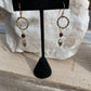 Earrings “Heart Drops” Hand cast Heart charms, Garnets, Bronze Twist links, Valentines Day gift, Zoom Earrings, Reiki charged, Gift idea