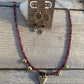 Necklace “Bohemian Heart” Hand cast Bronze Heart, Garnets, Bronze Puffed hearts, Gift idea, Valentines Day, Bridal Jewelry, Reiki charged