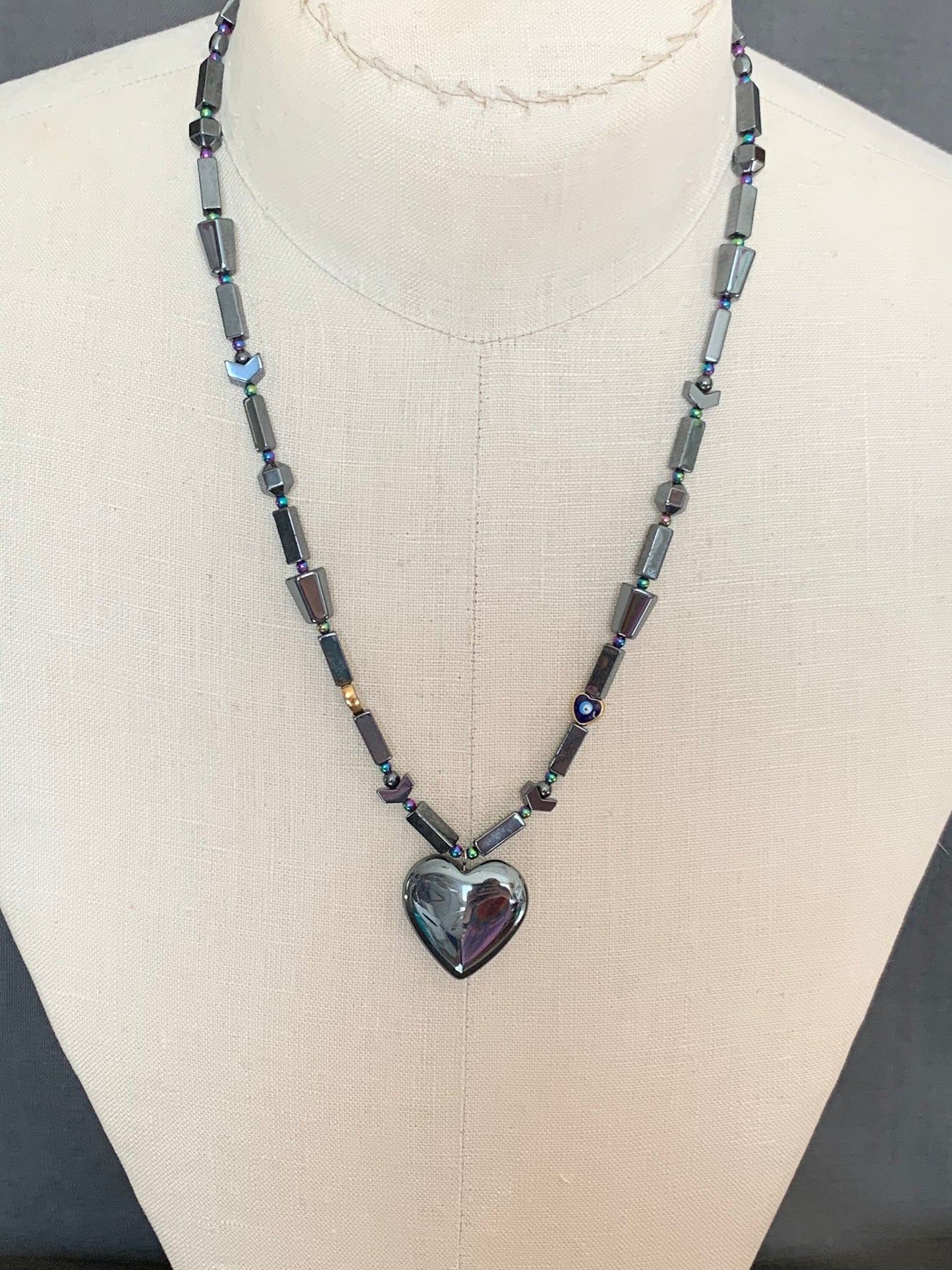 necklace "Grounded in Love" Hematite Heart pendant, Hematite necklace, Self Love jewelry, gift idea, Heart jewelry, Reiki charged, valentine