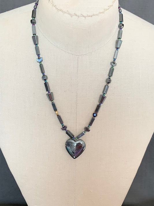 necklace "Grounded in Love" Hematite Heart pendant, Hematite necklace, Self Love jewelry, gift idea, Heart jewelry, Reiki charged, valentine