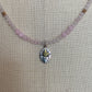 Necklace “Radiant Heart” Sterling & Bronze Flaming Heart, Rose Quartz, Valentines Day Gift, Gender Neutral, Sacred Heart, Reiki charged
