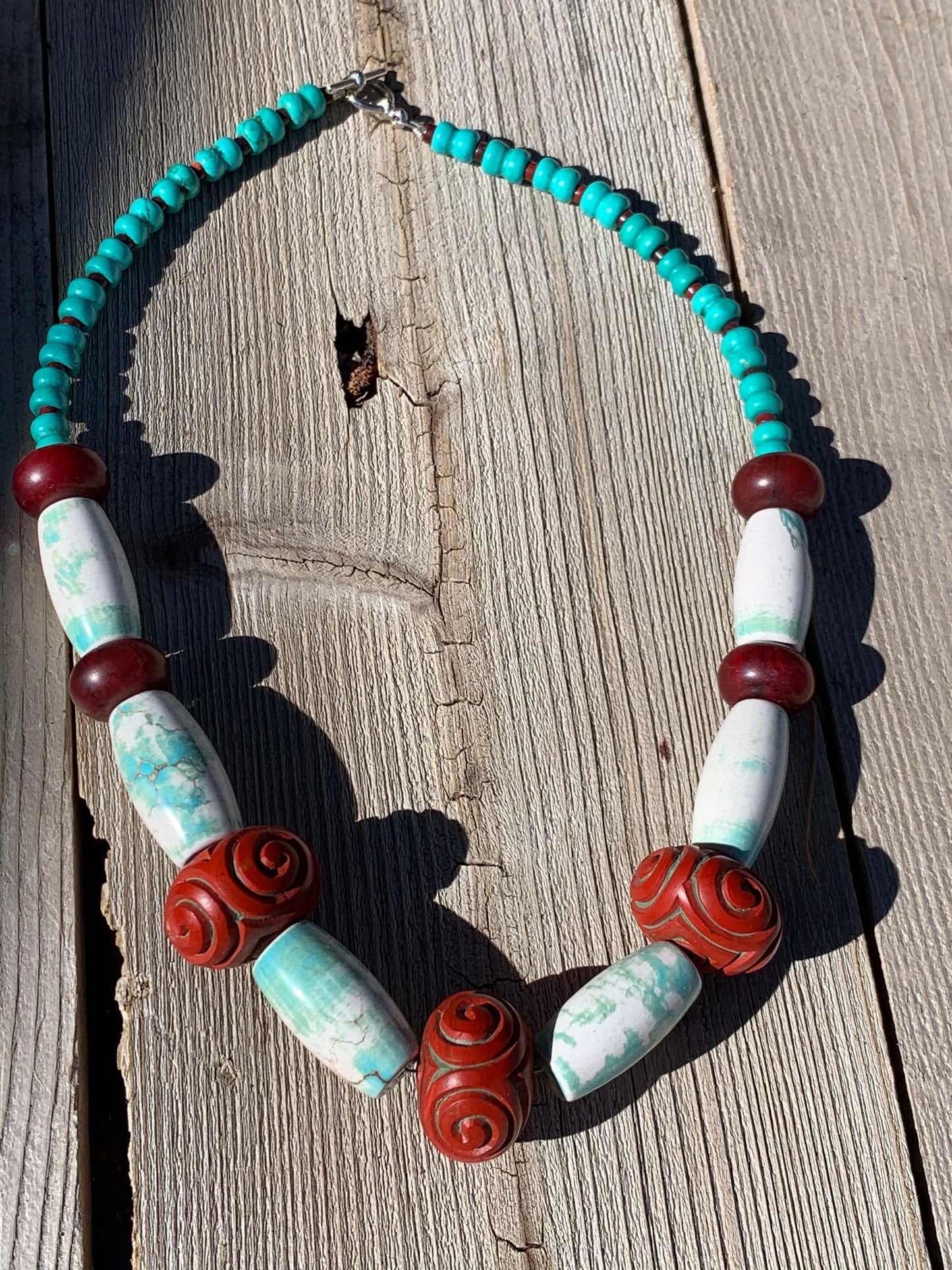 necklace "Mystery" Statement piece, Carved beads, Gender Neutral Jewelry, Large stone necklace, Reiki charged, Gift idea