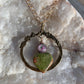Pendant “Spring Heart” Hand Cast Bronze Floral Charm Holder, Unakite Heart, Lampwork Floral Bead, Spring Line, Gift idea, Gender Neutral
