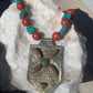 necklace "Four Directions" Antique Coral & Turquoise pendant, Statement Necklace, Vintage Coral, Turquoise, Reiki charged, Gift idea