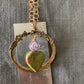 Pendant “Spring Heart” Hand Cast Bronze Floral Charm Holder, Unakite Heart, Lampwork Floral Bead, Spring Line, Gift idea, Gender Neutral