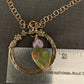 Pendant “Spring Heart” Hand Cast Bronze Floral Charm Holder, Unakite Heart, Lampwork Floral Bead, Spring Line, Gift idea, Gender Neutral