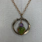 Pendant “Spring Heart” Hand Cast Bronze Floral Charm Holder, Unakite Heart, Lampwork Floral Bead, Spring Line, Gift idea, Gender Neutral