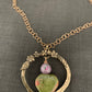 Pendant “Spring Heart” Hand Cast Bronze Floral Charm Holder, Unakite Heart, Lampwork Floral Bead, Spring Line, Gift idea, Gender Neutral