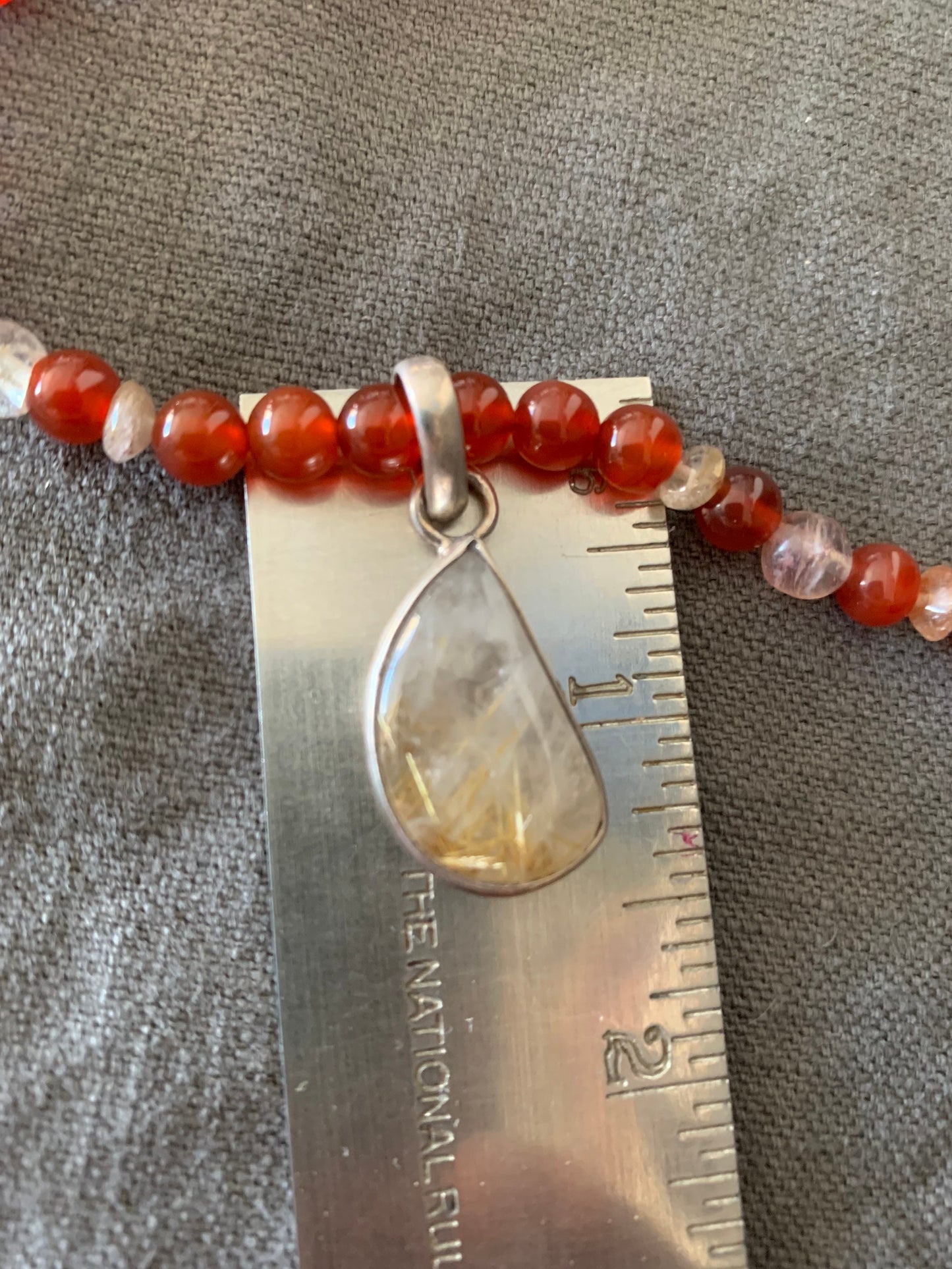 necklace "Mars" Smokey Rutilated Quartz pendant, Carnelian, Rutilated Quartz, God of War, Gender Neutral jewelry, Gift idea, Reiki charged