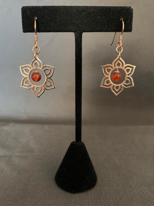 Earrings “Sun Mandala” Bronze Sun Mandala, Carnelian, Sacral chakra, Mandala earrings, Gift idea, Lotus earrings, Reiki vibes, Zoom earrings