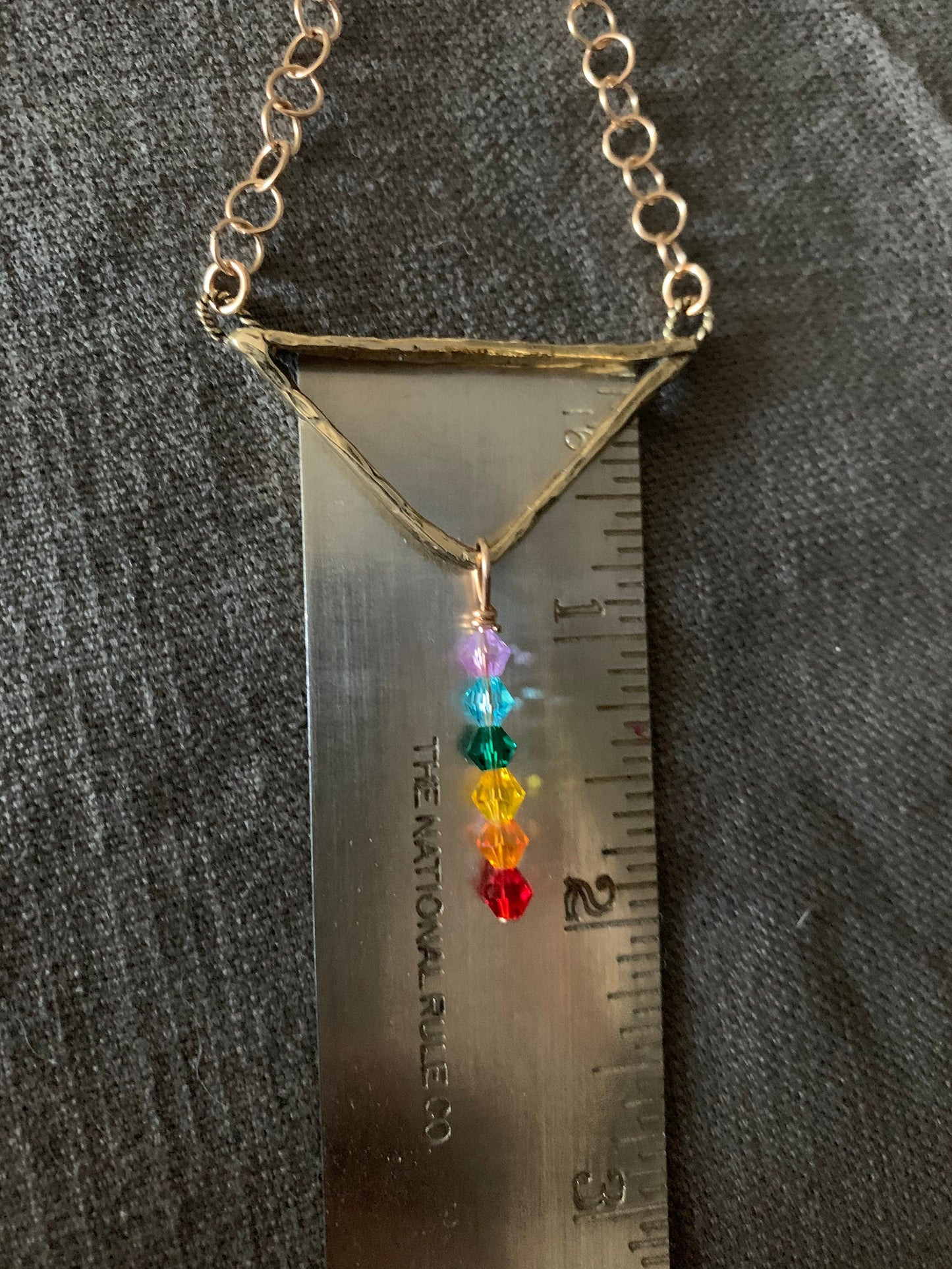 Pendant “Delta Rainbow “ Hand cast Triangle, Rainbow Glass beads, LGBTQ Pride jewelry, Ally jewelry, Rainbow Pride, Gender Neutral, Rainbows