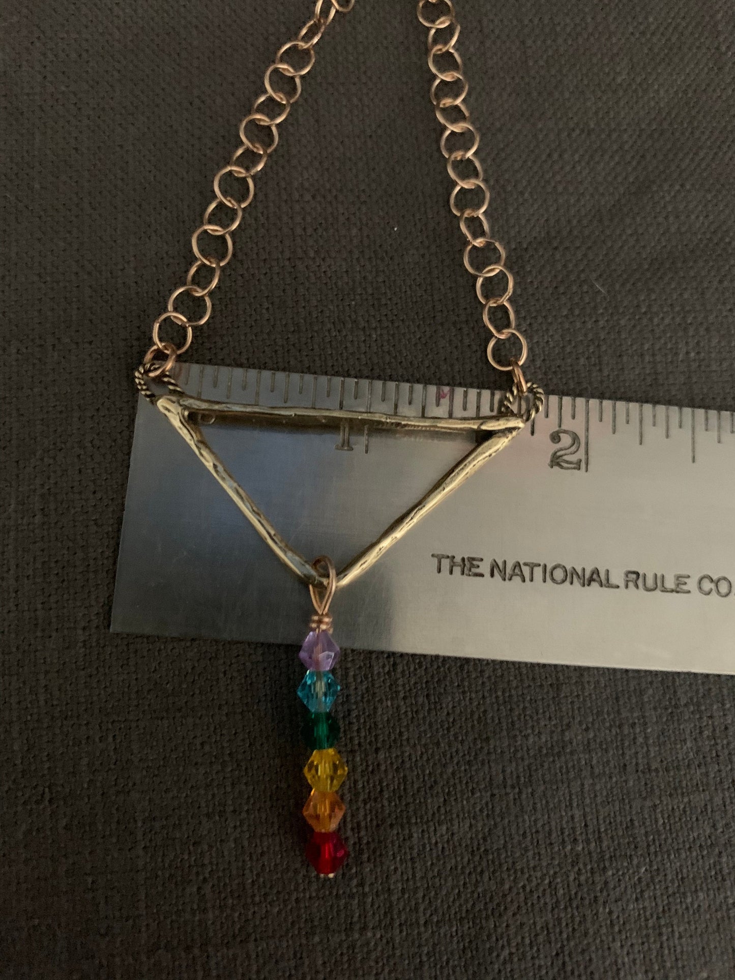 Pendant “Delta Rainbow “ Hand cast Triangle, Rainbow Glass beads, LGBTQ Pride jewelry, Ally jewelry, Rainbow Pride, Gender Neutral, Rainbows