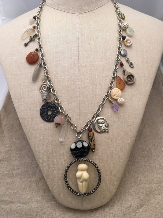 necklace "Great Mother" Goddess pendant, Charm Necklace, Statement Piece, Goddess jewelry, Handmade charms, Gift idea, Reiki charged, Moon