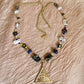 necklace "All Seeing" All Seeing Eye pendant, Lampwork beads, Lapis, Quartz, Millefiori, Gender Neutral, Handmade Links, Upcycled chain