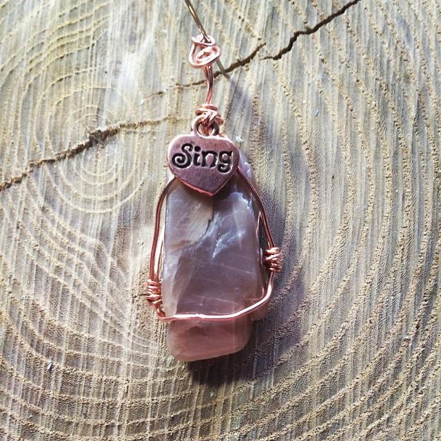 Pendant "Sing" Red Moonstone, Copper Heart charm, Copper wire, Self-love, Music Lover, Gender Neutral pendant, Gift idea, festival jewelry