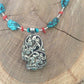 necklace "Hand Held High" Nepal Hamsa, Tibetan turquoise, Red Coral, Hand of God, Hand of Fatima, Gift idea, Gender Neutral jewelry, Reiki