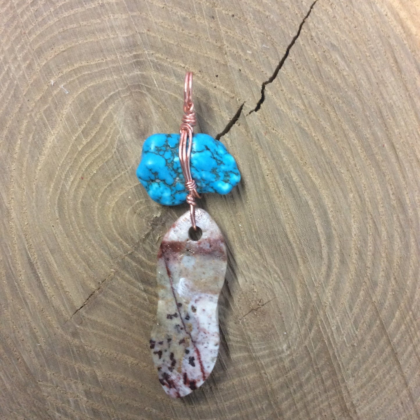 pendant "Mother Sky" Goddess jewelry, carved stone Goddess, Turquoise nugget, copper wire, Pagan jewelry, Nut, Sky Goddess, gender neutral