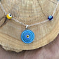 necklace "Seeing Circles" Murano glass Evil Eye pendant, Evil Eye beads, Protection charm, sterling chain, handmade links, Gender Neutral