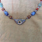 necklace "Fall Flowers" Murano glass Evil Eye pendant, Gift idea, Protection charm, Millefiori beads, Lampwork beads, Copper chain