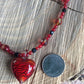 necklace "Passionately" Blown Glass Murano Heart, Gift Idea, Valentine's Day, Heart pendant, Vintage beads, Glass Crystal beads